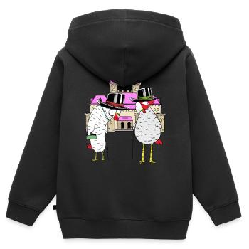 Schloss Huhn Hühner königlich Federvieh Burg - Kinder Premium Organic Zip Hoodie - Schwarz - Hinten - AI Model Kid Male (0cm)