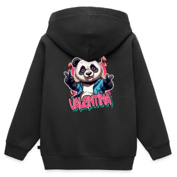 VALENTINA - Schöner Mädchen Name mit coolem Panda - Kinder Premium Organic Zip Hoodie - Schwarz - Hinten - AI Model Kid Male (0cm)