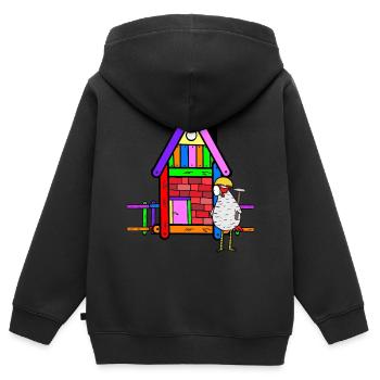 Handwerker Huhn Hühnerstall renovieren Bauherr - Kinder Premium Organic Zip Hoodie - Schwarz - Hinten - AI Model Kid Male (0cm)