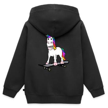 Einhorn Skater Skateboard Jugendliche Kind - Kinder Premium Organic Zip Hoodie - Schwarz - Hinten - AI Model Kid Male (0cm)