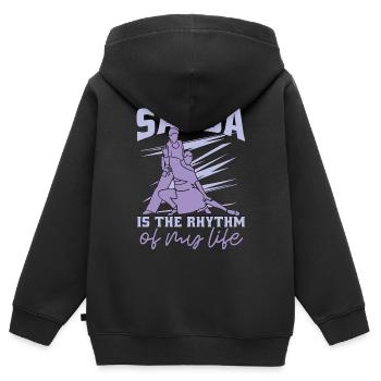 Danse salsa La salsa est le rythme de la musique Mambo - Sweat Premium à capuche zippé enfant bio - noir - Dos - AI Model Kid Male (0cm)