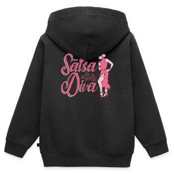 Salsa Danse Salsa Diva Mambo Danse Danse Sport - Sweat Premium à capuche zippé enfant bio - noir - Dos - AI Model Kid Male (0cm)