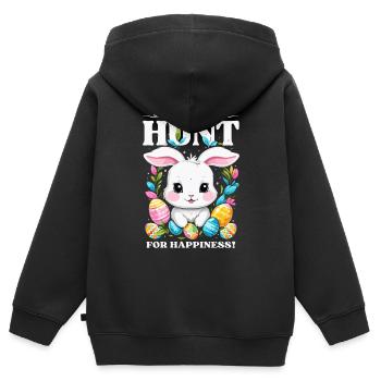 Pâques - à la recherche du bonheur - Sweat Premium à capuche zippé enfant bio - noir - Dos - AI Model Kid Male (0cm)