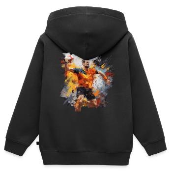 Handball. Player. Watercolour. - Kids Premium Organic Zip-up Hoodie - black - Back - AI Model Kid Male (0cm)