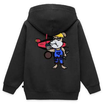 Atelier canin Réparation automobile Métier - Sweat Premium à capuche zippé enfant bio - noir - Dos - AI Model Kid Male (0cm)