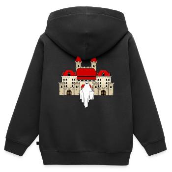 Château Fantôme Effrayant Effrayant Minuit Hanté - Sweat Premium à capuche zippé enfant bio - noir - Dos - AI Model Kid Male (0cm)