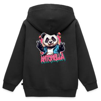 ANTONELLA - Beautiful Girl Name with Cool Panda - Kids Premium Organic Zip-up Hoodie - black - Back - AI Model Kid Male (0cm)