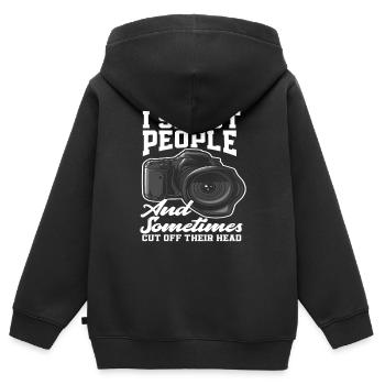 Photograph Wortspiel - Kinder Premium Organic Zip Hoodie - Schwarz - Hinten - AI Model Kid Male (0cm)