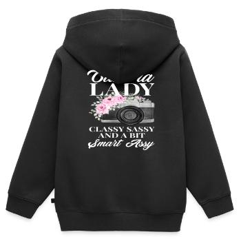 Photograph Frau - Kinder Premium Organic Zip Hoodie - Schwarz - Hinten - AI Model Kid Male (0cm)