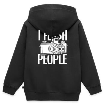 Photograph Blitz - Kinder Premium Organic Zip Hoodie - Schwarz - Hinten - AI Model Kid Male (0cm)