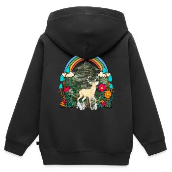 Waldtiere Waldbewohner Hirsch Rehbock Reh Kind - Kinder Premium Organic Zip Hoodie - Schwarz - Hinten - AI Model Kid Male (0cm)