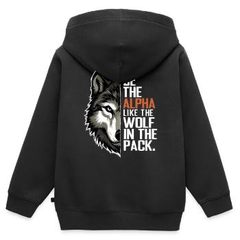Wolf Wölfe Lustiger Sprüche Wolfsrudel Tiere - Kinder Premium Organic Zip Hoodie - Schwarz - Hinten - AI Model Kid Male (0cm)