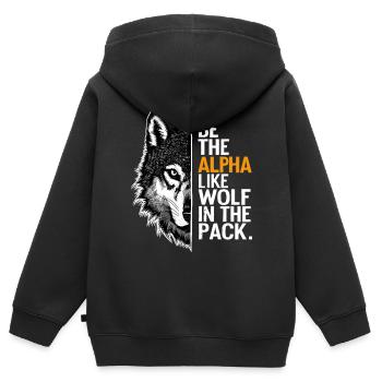 Wolf Wölfe Lustiger Sprüche Wolfsrudel Tiere - Kinder Premium Organic Zip Hoodie - Schwarz - Hinten - AI Model Kid Male (0cm)