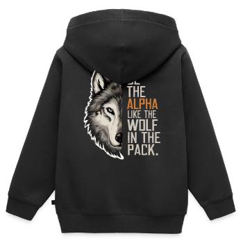 Wolf Wölfe Lustiger Sprüche Wolfsrudel Tiere - Kinder Premium Organic Zip Hoodie - Schwarz - Hinten - AI Model Kid Male (0cm)