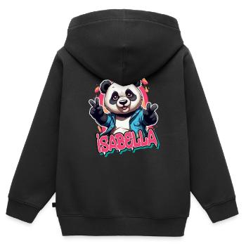 ISABELLA - Beautiful Girl Name with Cool Panda - Kids Premium Organic Zip-up Hoodie - black - Back - AI Model Kid Male (0cm)