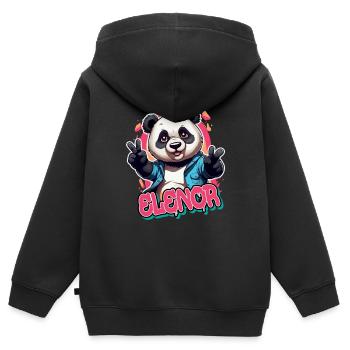ELENOR - Beautiful Girl Name with Cool Panda - Kids Premium Organic Zip-up Hoodie - black - Back - AI Model Kid Male (0cm)