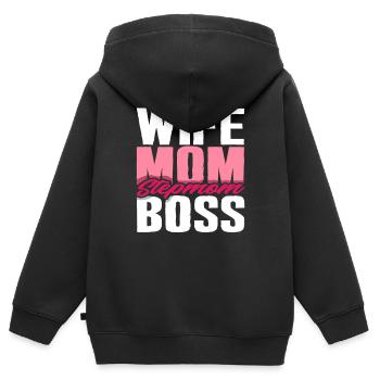 Belle-mère - Sweat Premium à capuche zippé enfant bio - noir - Dos - AI Model Kid Male (0cm)