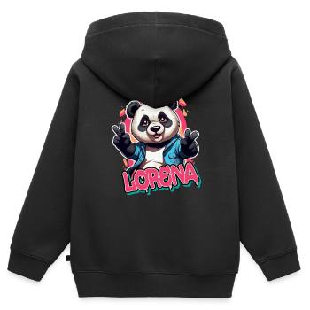 LORENA - Beau nom de fille avec Cool Panda - Sweat Premium à capuche zippé enfant bio - noir - Dos - AI Model Kid Male (0cm)