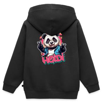 HEIDI - Beau nom de fille avec Cool Panda - Sweat Premium à capuche zippé enfant bio - noir - Dos - AI Model Kid Male (0cm)