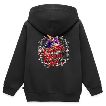 Flamenco Le flamenco n’est pas qu’une danse - Sweat Premium à capuche zippé enfant bio - noir - Dos - AI Model Kid Male (0cm)