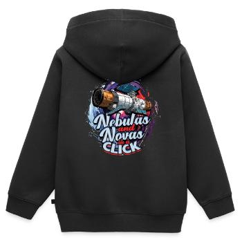 Astrophotographie Nébuleuses et novas en un clic - Sweat Premium à capuche zippé enfant bio - noir - Dos - AI Model Kid Male (0cm)
