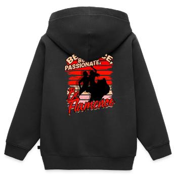 Soyez féroce, soyez passionné, soyez flamenco - Sweat Premium à capuche zippé enfant bio - noir - Dos - AI Model Kid Male (0cm)