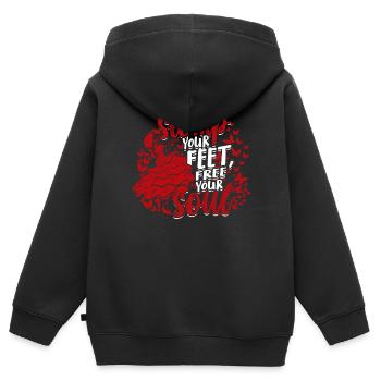 Flamenco Stomp your feet free your soul - Kinder Premium Organic Zip Hoodie - Schwarz - Hinten - AI Model Kid Male (0cm)
