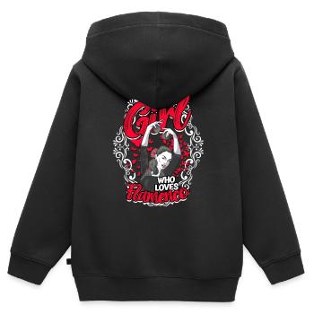 Flamenco - Kinder Premium Organic Zip Hoodie - Schwarz - Hinten - AI Model Kid Male (0cm)