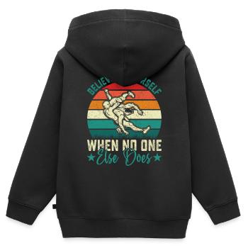 Believe in yourself when no one else does - Kids Premium Organic Zip-up Hoodie - black - Back - AI Model Kid Male (0cm)