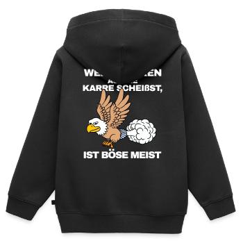 qui monte sur la charrette des autres - Sweat Premium à capuche zippé enfant bio - noir - Dos - AI Model Kid Male (0cm)