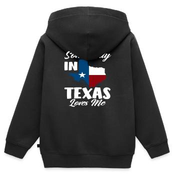 Amour texan - Sweat Premium à capuche zippé enfant bio - noir - Dos - AI Model Kid Male (0cm)