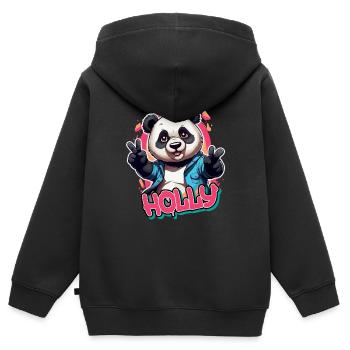 HOLLY - Schöner Mädchen Name mit coolem Panda - Kinder Premium Organic Zip Hoodie - Schwarz - Hinten - AI Model Kid Male (0cm)