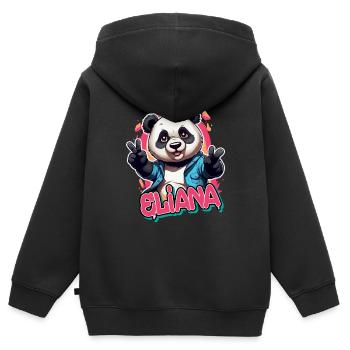 ELIANA - Schöner Mädchen Name mit coolem Panda - Kinder Premium Organic Zip Hoodie - Schwarz - Hinten - AI Model Kid Male (0cm)