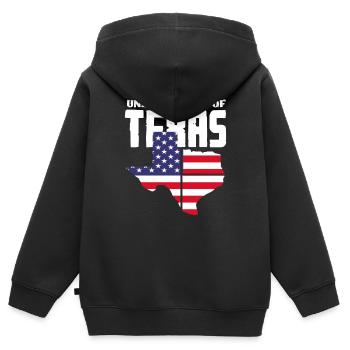 Fier Texas texan - Sweat Premium à capuche zippé enfant bio - noir - Dos - AI Model Kid Male (0cm)