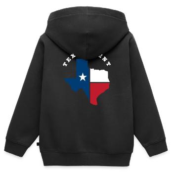Texas Staat Herkunft - Kinder Premium Organic Zip Hoodie - Schwarz - Hinten - AI Model Kid Male (0cm)