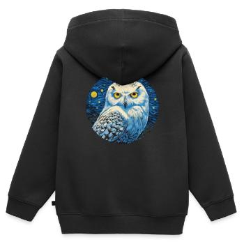 Sternennachteule – Weisheit Im Mondlicht - Kinder Premium Organic Zip Hoodie - Schwarz - Hinten - AI Model Kid Male (0cm)