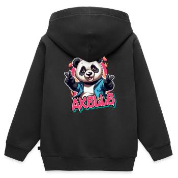 AXELLE - Beautiful Girl Name with Cool Panda - Kids Premium Organic Zip-up Hoodie - black - Back - AI Model Kid Male (0cm)
