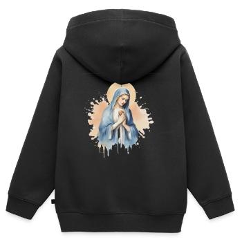 Jungfrau Maria Jesus Gott Kirche Christentum - Kinder Premium Organic Zip Hoodie - Schwarz - Hinten - AI Model Kid Male (0cm)
