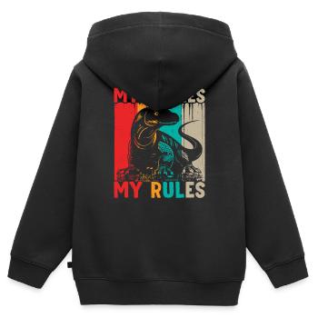 Schuppen Komodowaran-besitzer, Wildtiere, - Kinder Premium Organic Zip Hoodie - Schwarz - Hinten - AI Model Kid Male (0cm)