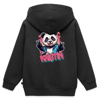 KRISTIN - Schöner Mädchen Name mit coolem Panda - Kinder Premium Organic Zip Hoodie - Schwarz - Hinten - AI Model Kid Male (0cm)