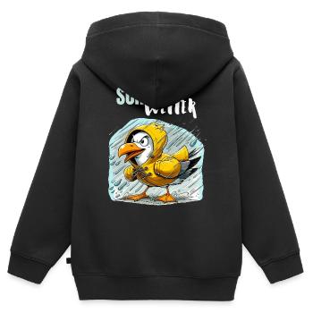 Hambourg mouette mauvais temps dialecte Hamburger drôle - Sweat Premium à capuche zippé enfant bio - noir - Dos - AI Model Kid Male (0cm)