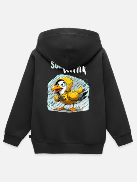 Hamburg Seagull Crappy Weather Dialect Hamburger Funny - Kids Premium Organic Zip-up Hoodie - black