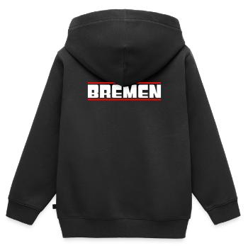 Brême - Sweat Premium à capuche zippé enfant bio - noir - Dos - AI Model Kid Male (0cm)