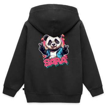 SARA - Schöner Mädchen Name mit coolem Panda - Kinder Premium Organic Zip Hoodie - Schwarz - Hinten - AI Model Kid Male (0cm)
