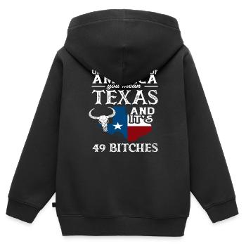 Texas Herkunft - Kinder Premium Organic Zip Hoodie - Schwarz - Hinten - AI Model Kid Male (0cm)