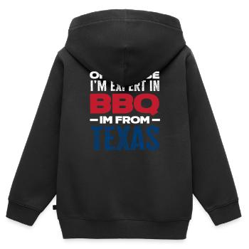 Texas Grillen Texaner - Kinder Premium Organic Zip Hoodie - Schwarz - Hinten - AI Model Kid Male (0cm)