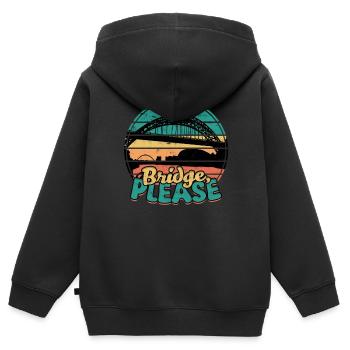 Pont Ingénieur Pont S’il vous plaît - Sweat Premium à capuche zippé enfant bio - noir - Dos - AI Model Kid Male (0cm)