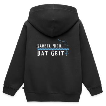 Hambourg Ville hanséatique Allemagne du Nord Bas-allemand - Sweat Premium à capuche zippé enfant bio - noir - Dos - AI Model Kid Male (0cm)