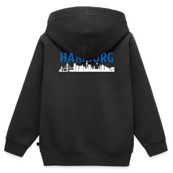 Hambourg Ville hanséatique Allemagne du Nord Bas-allemand - Sweat Premium à capuche zippé enfant bio - noir - Dos - AI Model Kid Male (0cm)