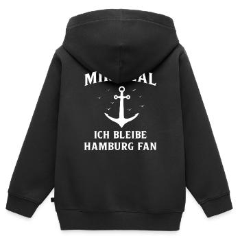 Hambourg Ville hanséatique Allemagne du Nord Bas-allemand - Sweat Premium à capuche zippé enfant bio - noir - Dos - AI Model Kid Male (0cm)